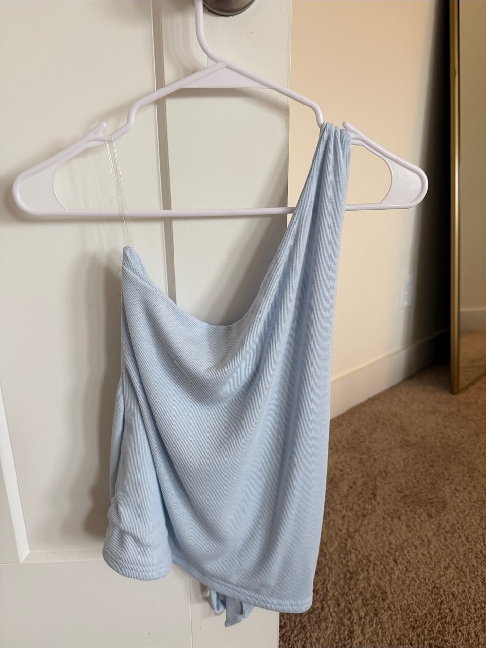 Peppermayo Light Blue One-Shoulder Top